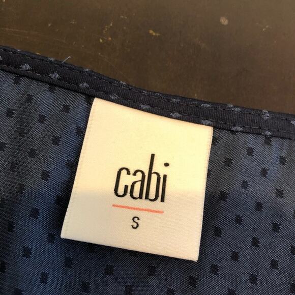 Cabi navy blue swiss dot knot tie front top size Small #5525 - Picture 8 of 16